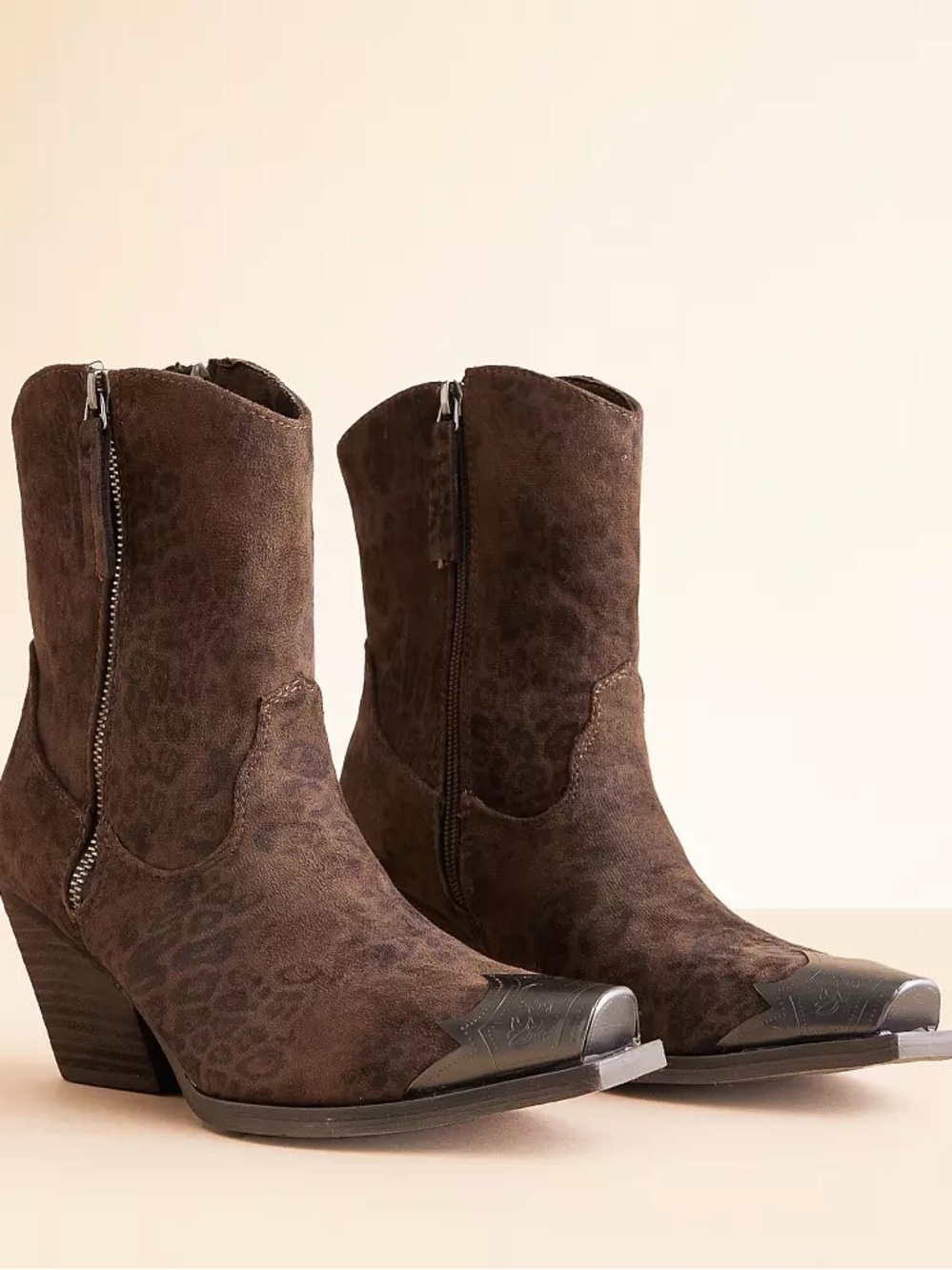 Women’s Brown Sueded Cowboy Ankle Boots